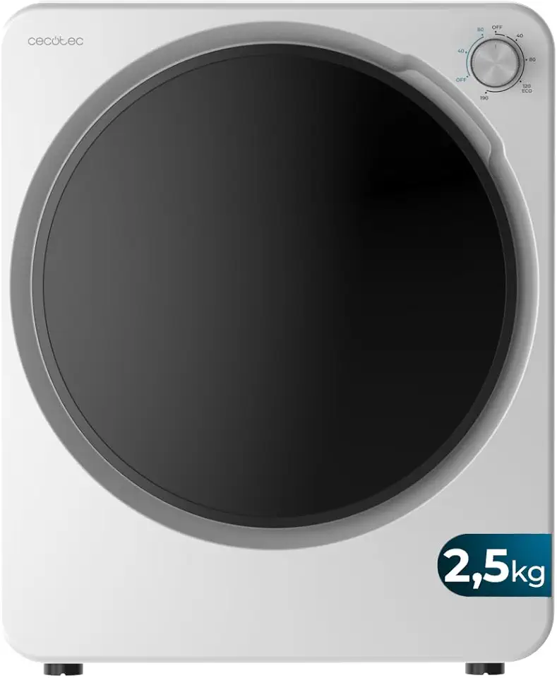 Cecotec - Bolero DressCode Dry Mini - compact 2,5 kg - 6 programmes, séchage rapide, blanc, 3150V