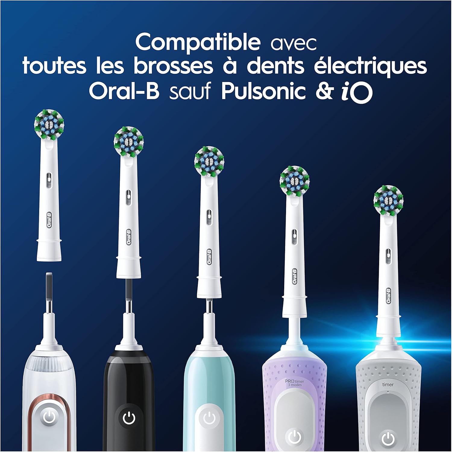 Oral-B - Cross Action Pro - 10 brossettes - nettoyage profond, têtes rondes