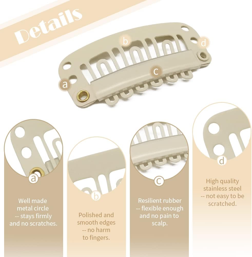 Dreamlover - pinces à perruque métal, blanc cassé, lot de 30, fixation sécurisée