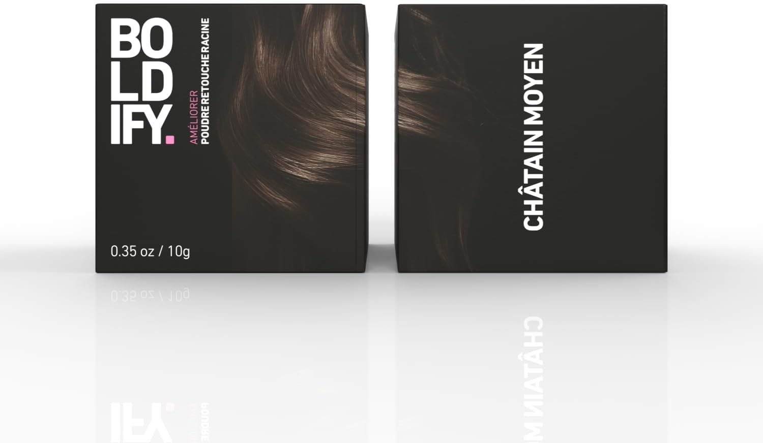 Boldify - Poudre cheveux châtain moyen - 10g - cache racines, camoufle gris