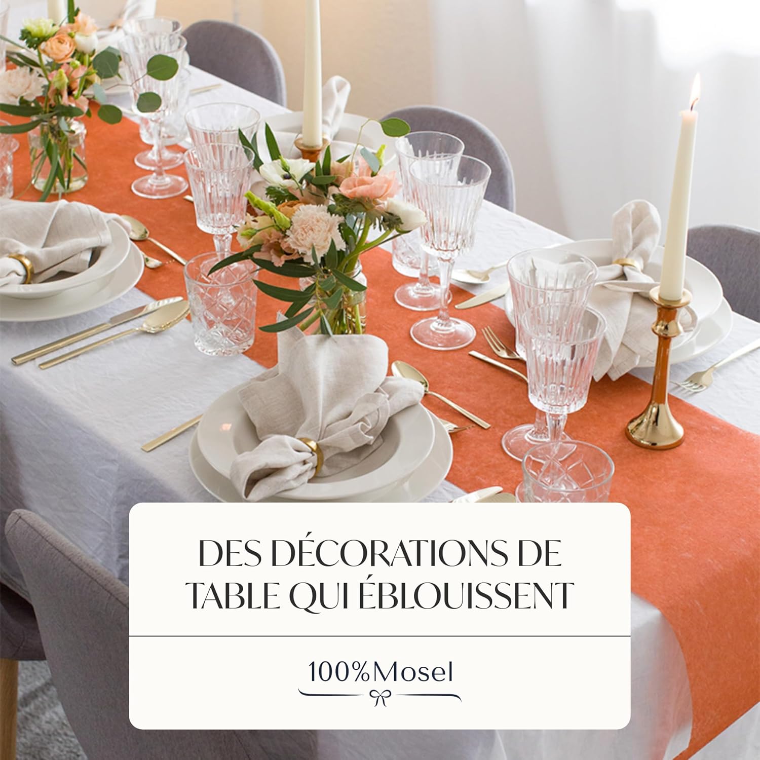 100%Mosel - Chemin de table non-tissé terracota - 30x2500cm - déco anniversaire et mariage