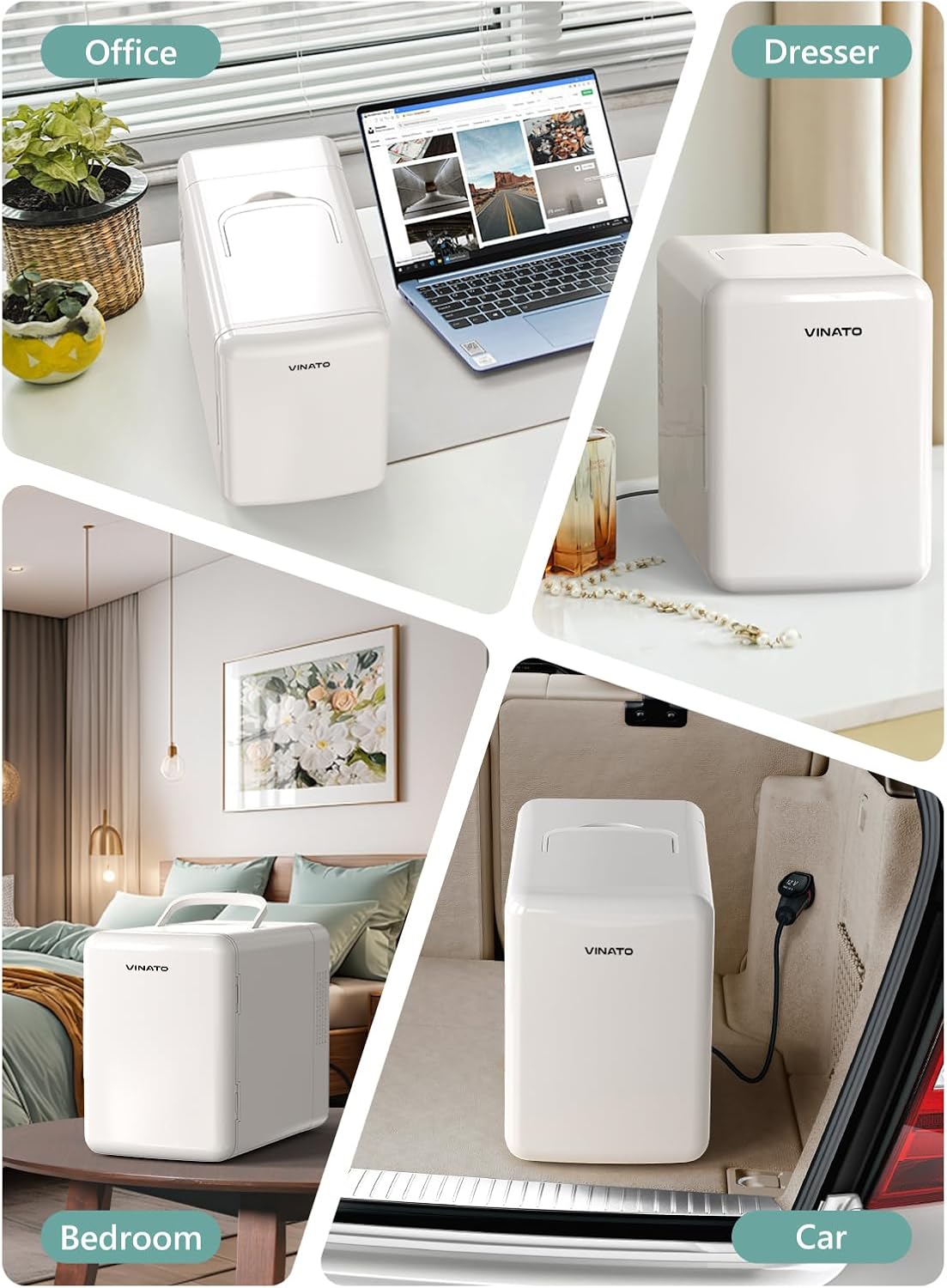 VINATO - Mini réfrigérateur 6L - refroidit et chauffe, portable, blanc