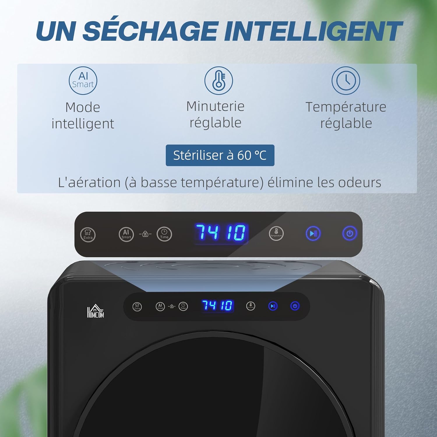 HOMCOM - sèche-linge 3kg compact, 1000W, minuterie, 6 modes, noir