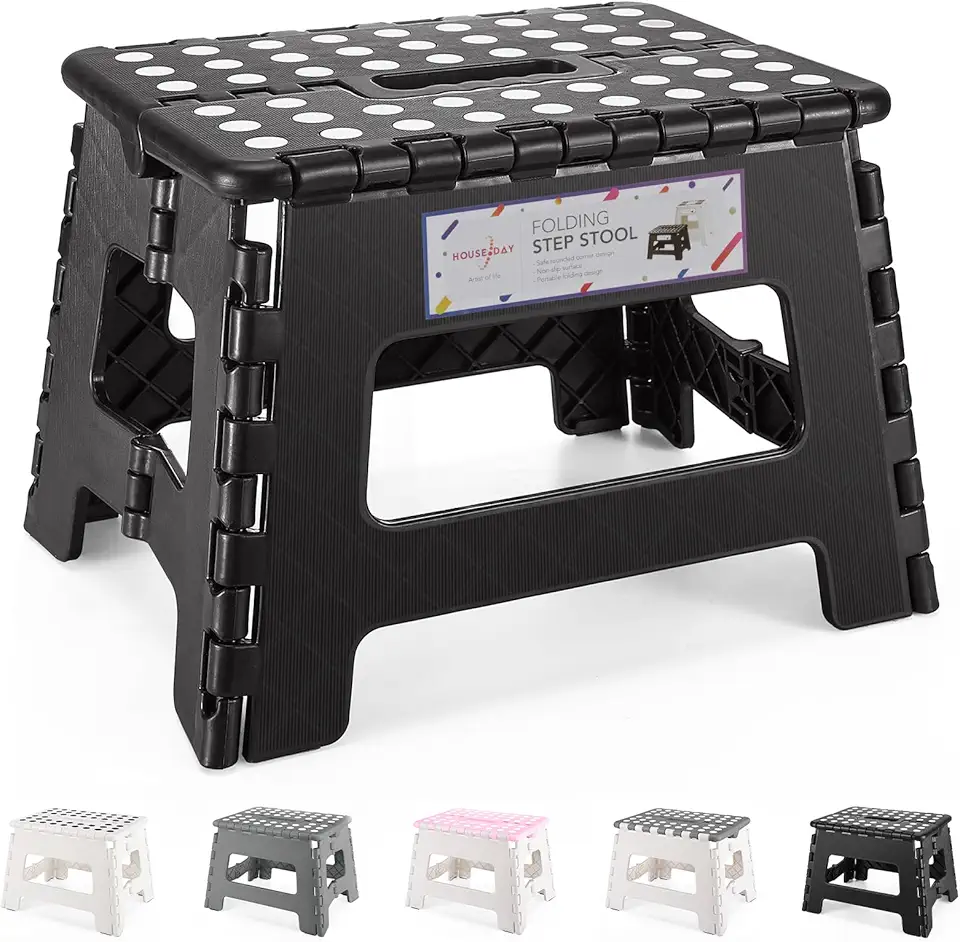 HOUSE DAY - tabouret pliant noir 22cm - 150kg - léger, compact