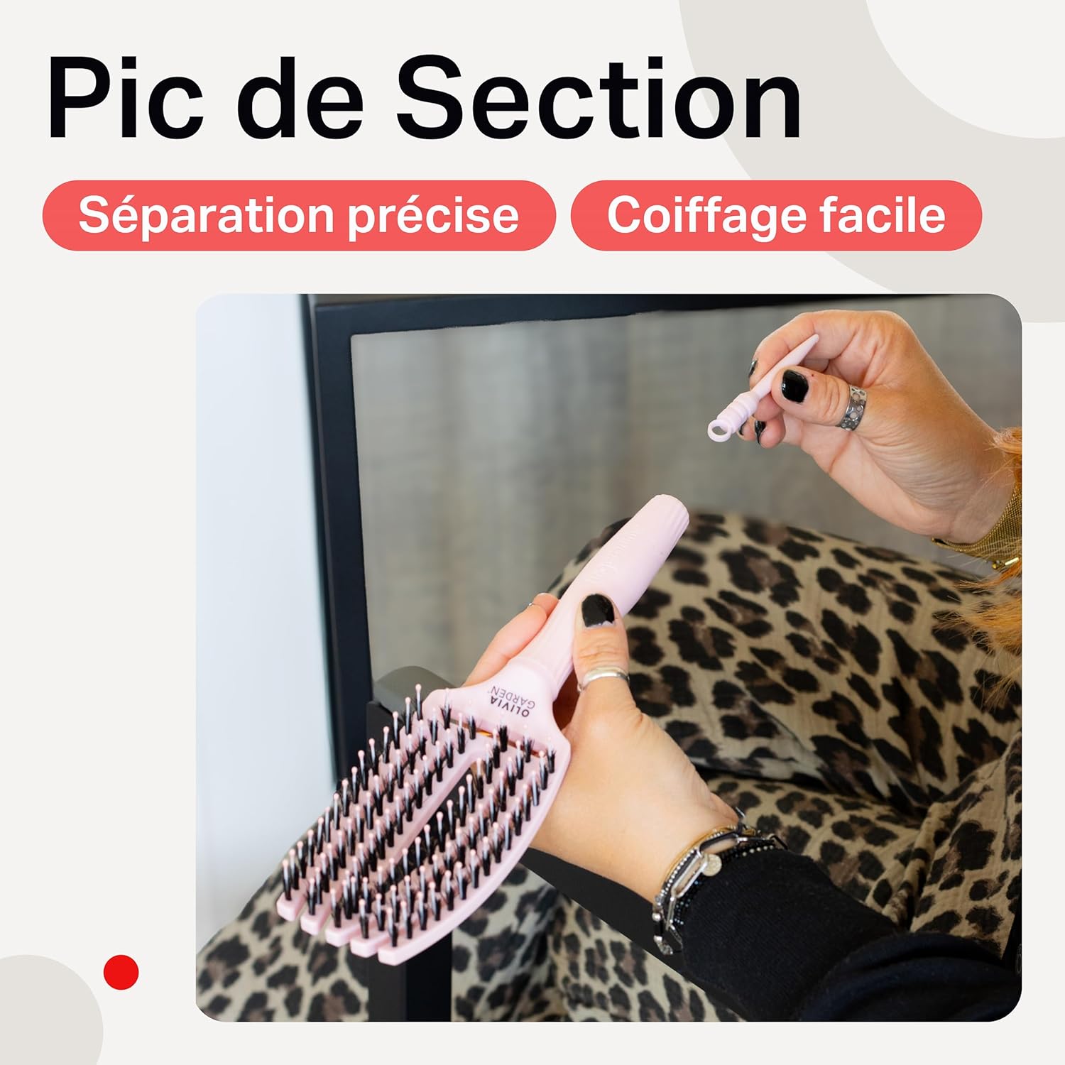 Olivia Garden - Fingerbrush Care Iconic - brosse démêlante sanglier/nylon - brillance et coiffage lisse