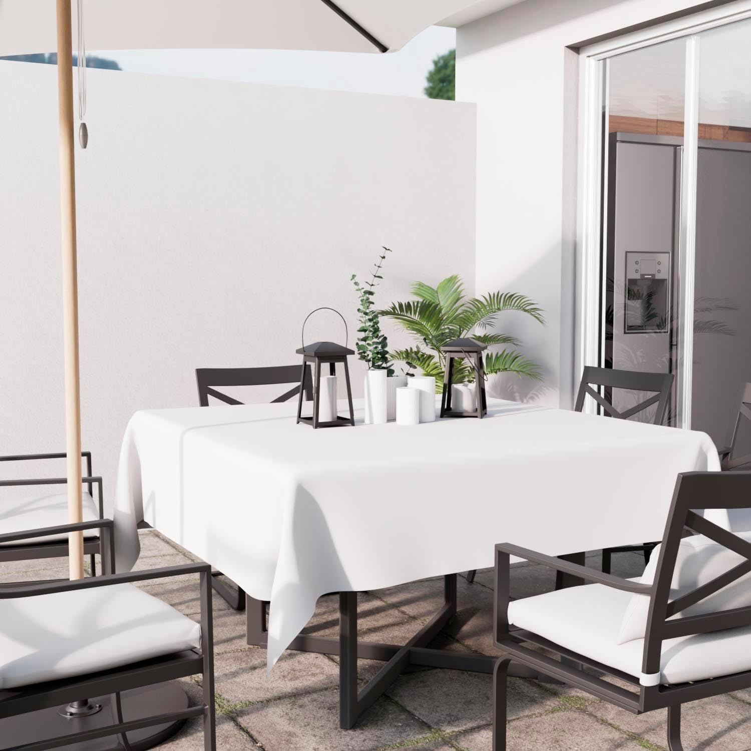 Soleil d'Ocre - Nappe Alix - 180x180 cm - blanche, anti-taches, polyester