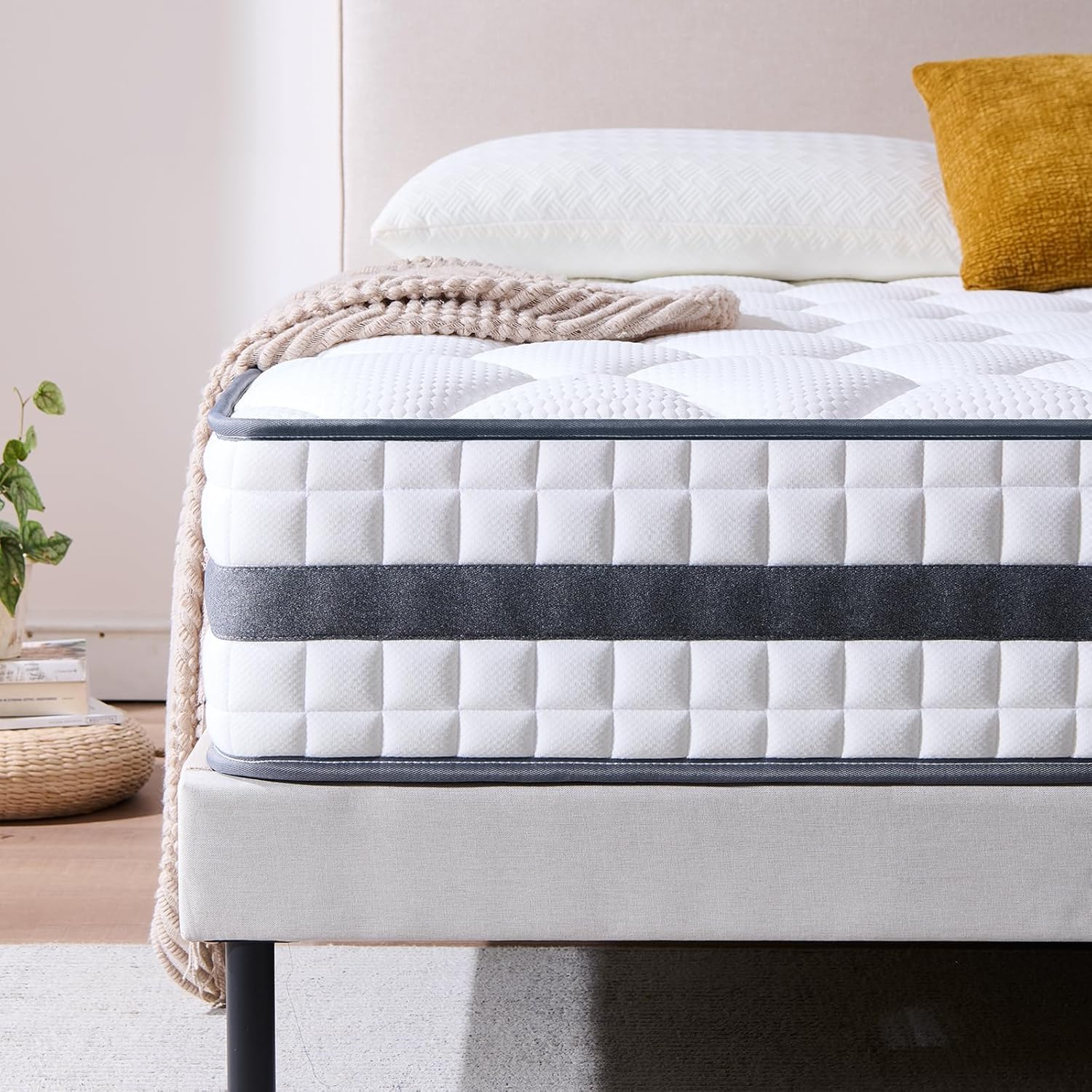 Matelas - Hybride mousse mémoire et ressorts - 140x190x22 cm - doux, durable, respirant