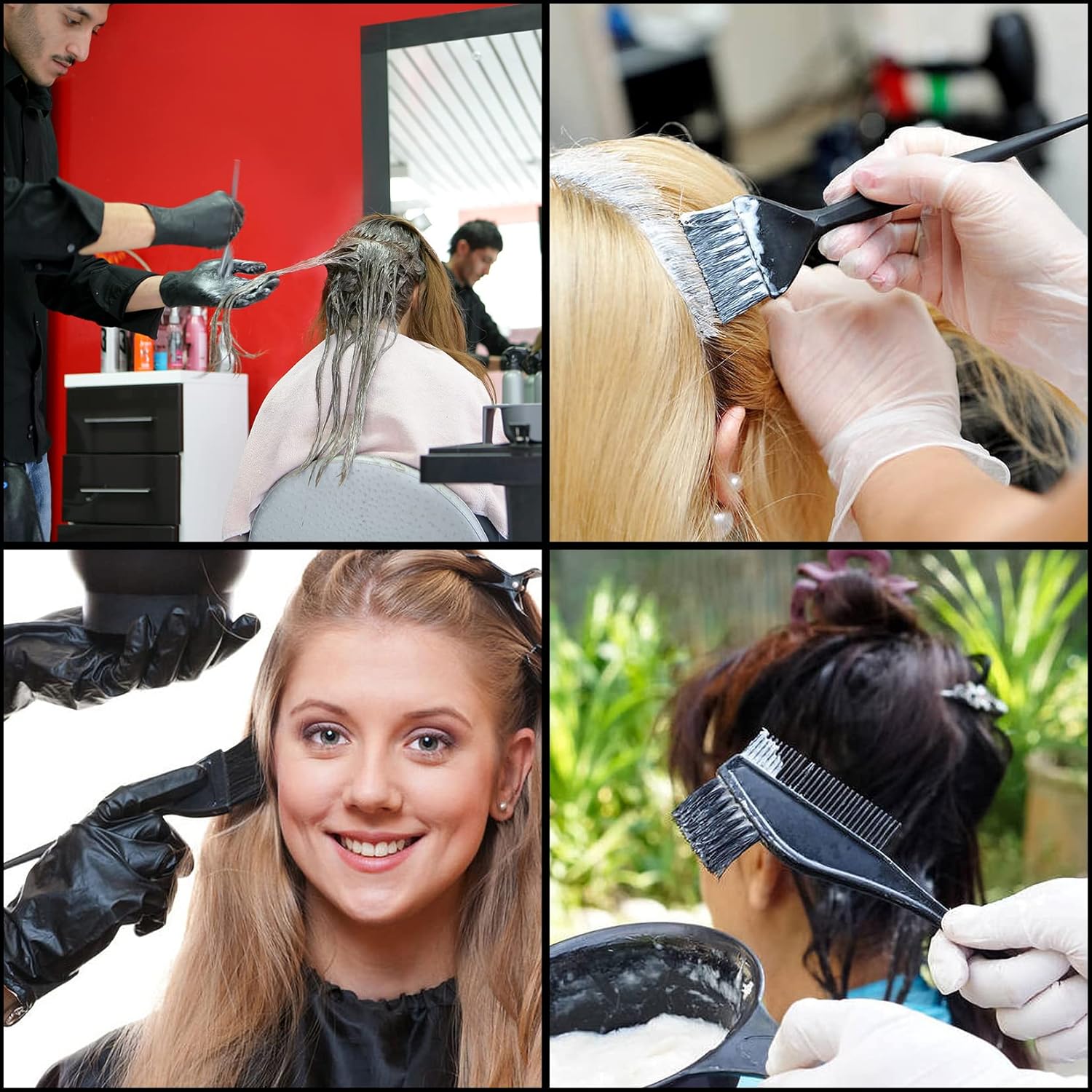 Kit de coloration cheveux - accessoires DIY - 22 pièces - pinceaux, pinces, gants