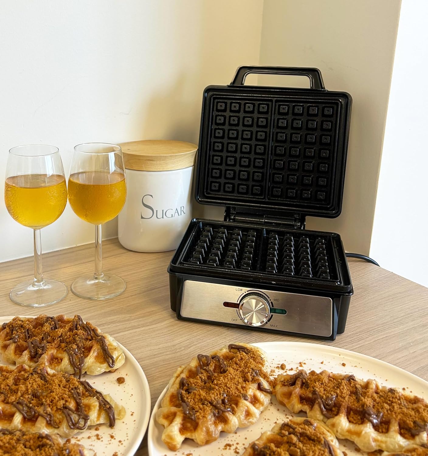 Little Balance - Gaufrier série Power - 1600W, plaques antiadhésives, poignée froide, gaufres liégeoises, 8816