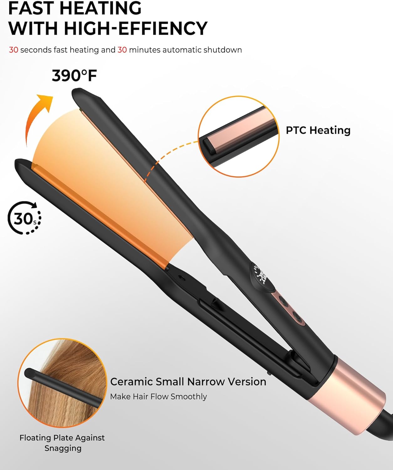 Mini fer à lisser - ionique 2en1, compact, voyage, cheveux courts