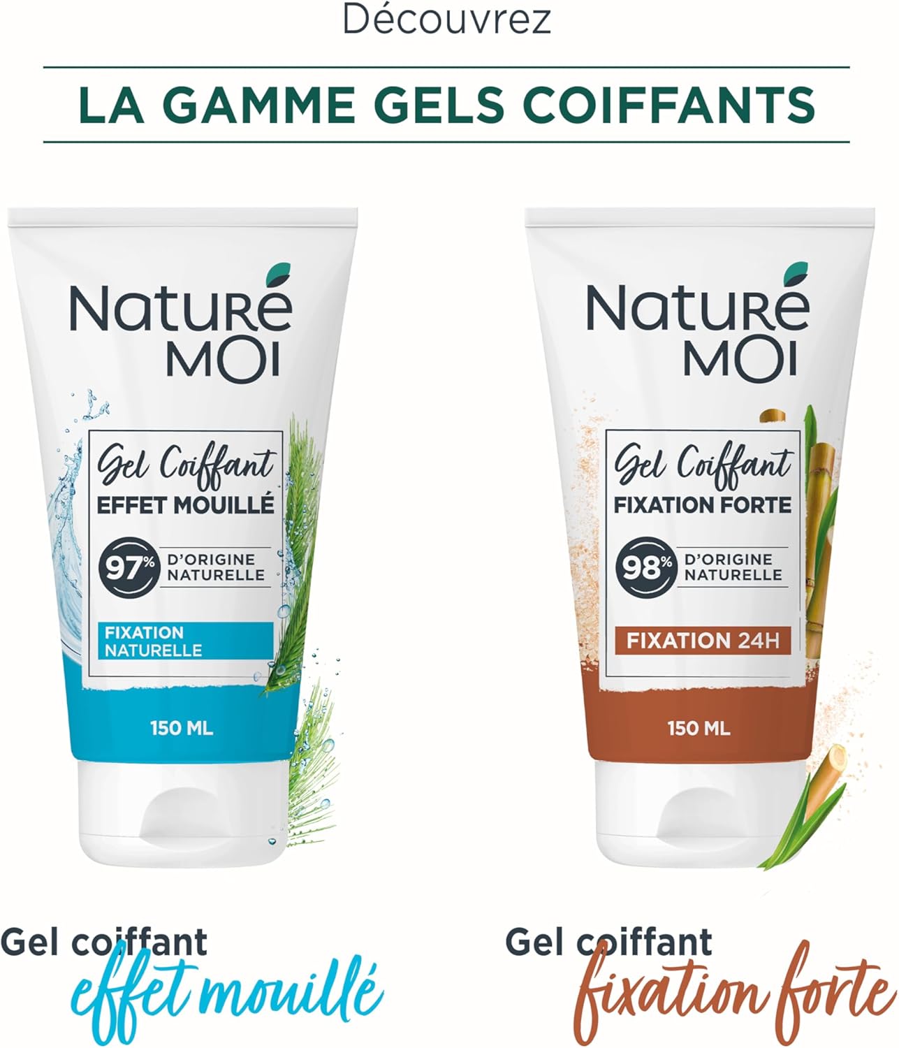 Naturé Moi - Gel coiffant 150ml - tenue 12h, 97% naturel, orge bio