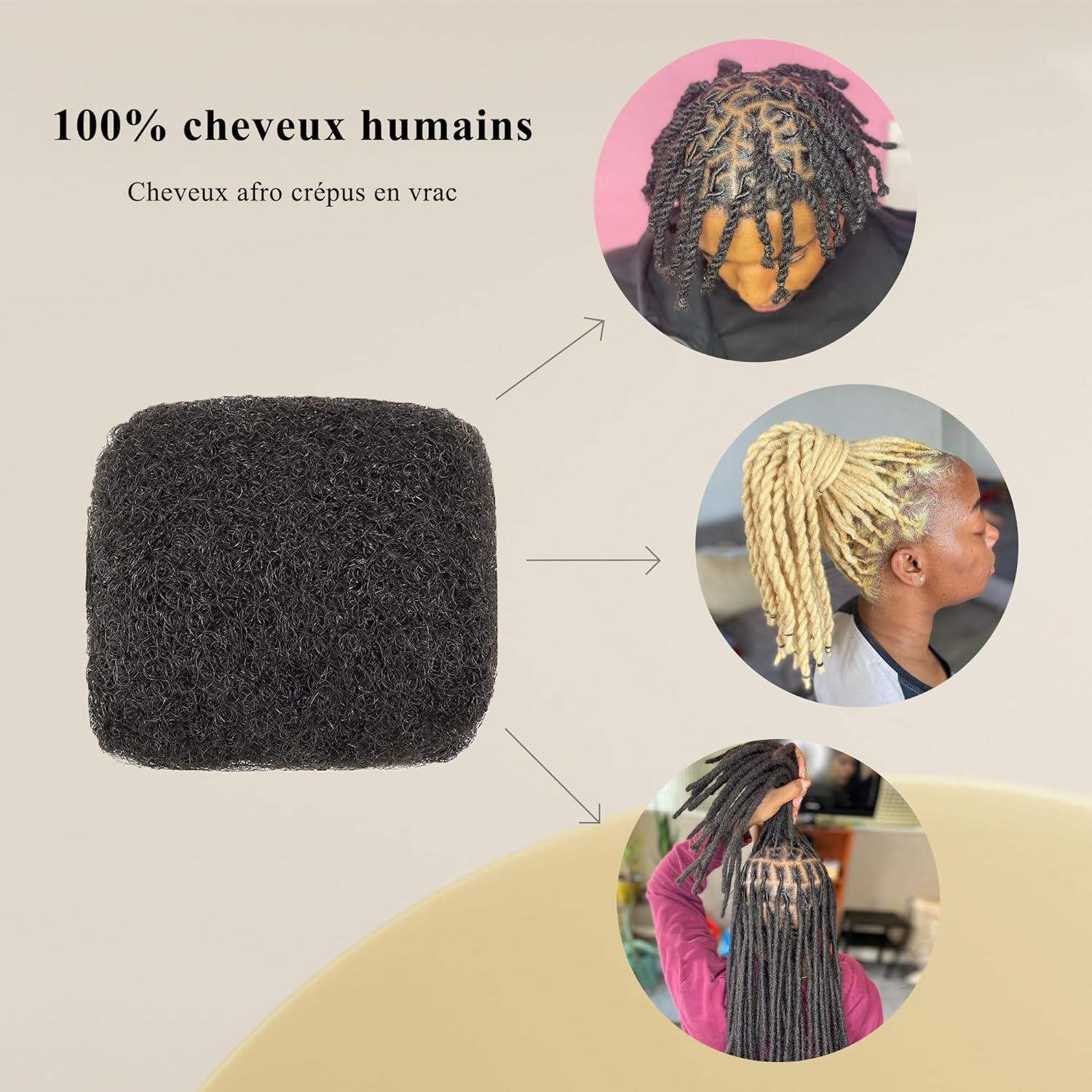 Extension cheveux naturel afro kinky, 18 pouces, 1 oz, noir naturel