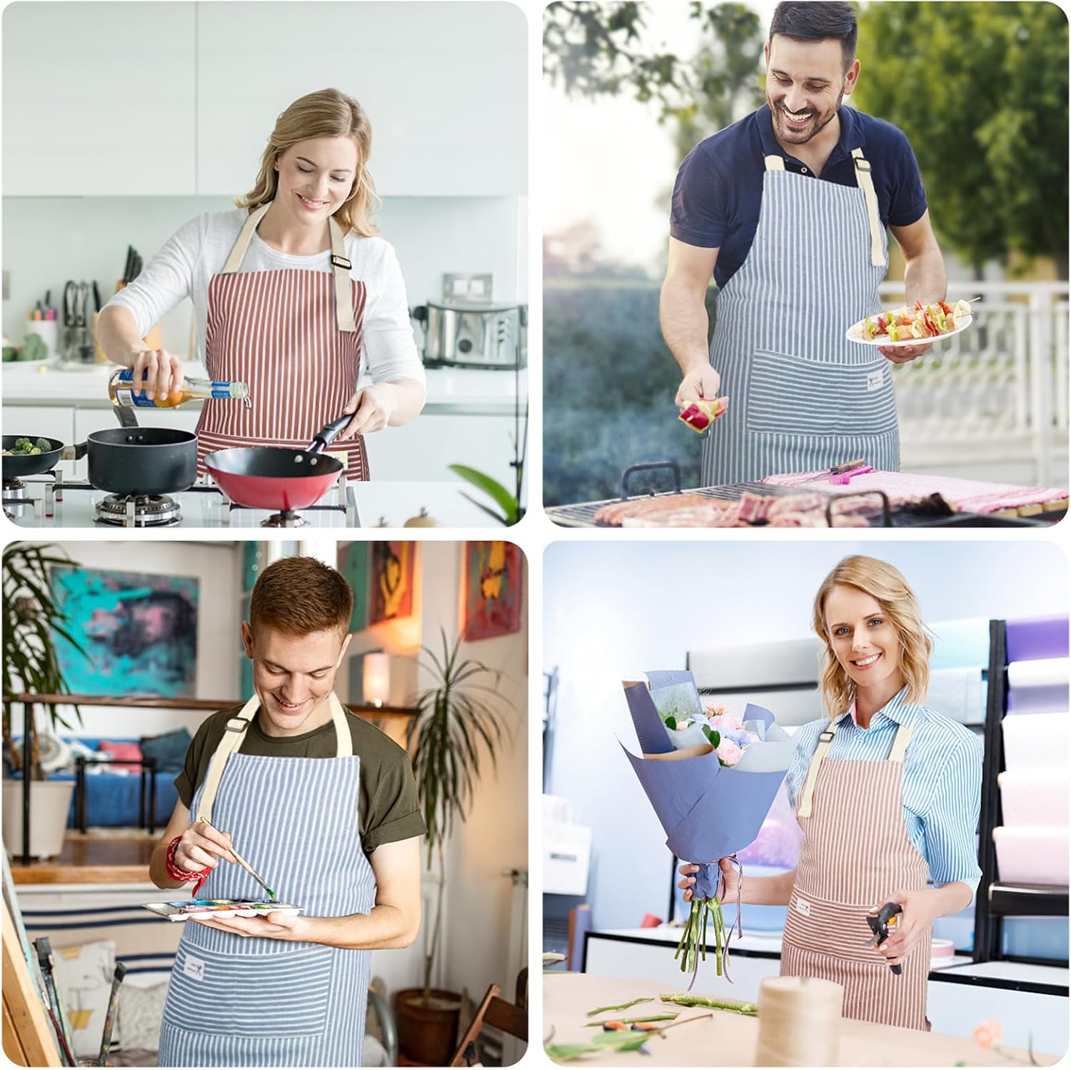 Vicloon - tablier de cuisine professionnel - coton - 2 poches, bretelles réglables, lot de 2