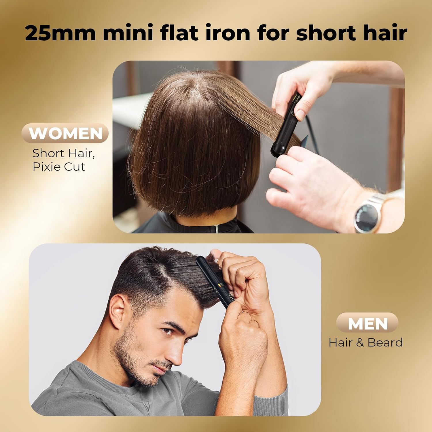 Farery - Mini fer à lisser - compact - Température réglable, arrêt auto, double tension