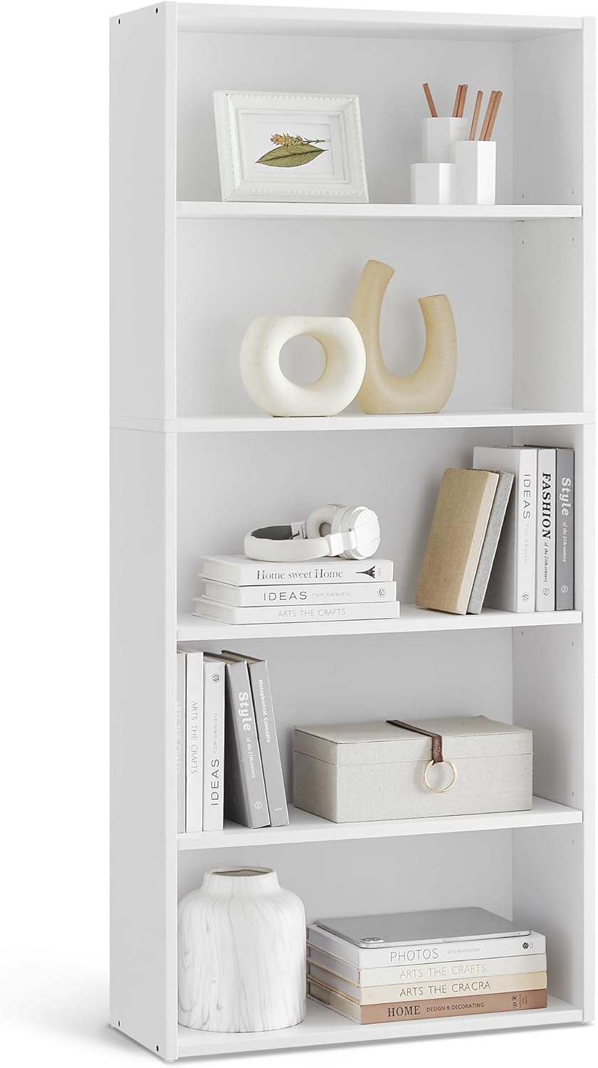 VASAGLE - bibliothèque 6 niveaux, 24x60x134,2cm, blanc, LBC165T14