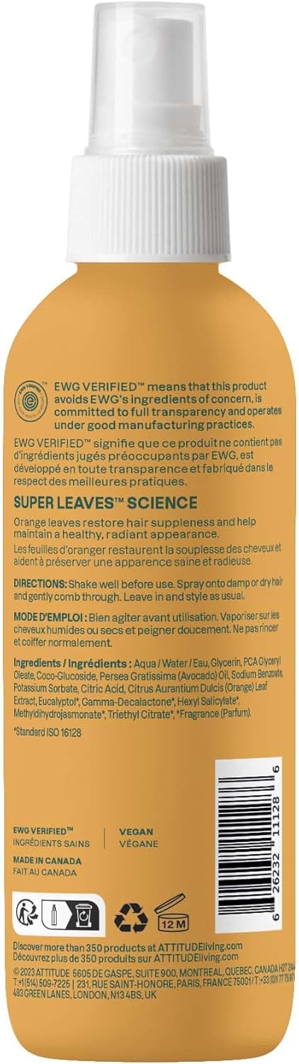 ATTITUDE - Démêlant Sans Rinçage - 240 mL - nourrissant, végan, avocado & orange