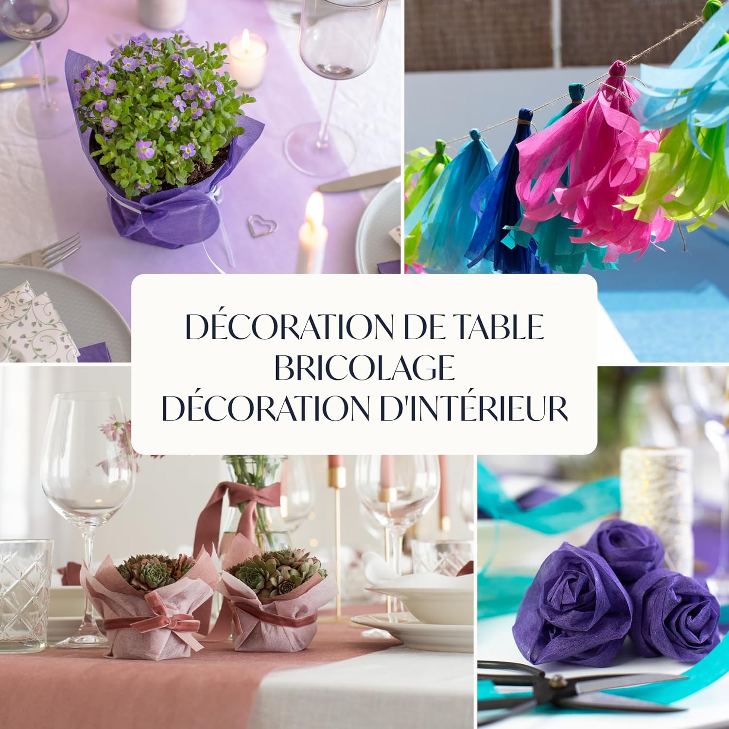 100%Mosel - Chemin de Table non-tissé - 30x2500 cm - Blanc, décoratif