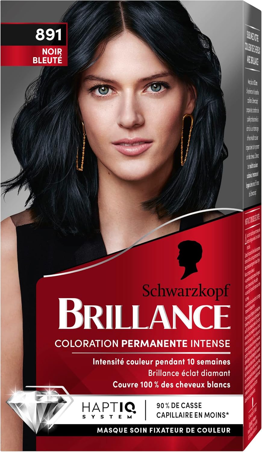 Schwarzkopf - Brillance Coloration Permanente - Eclat Diamant, couvrance cheveux blancs, soin couleur - 891