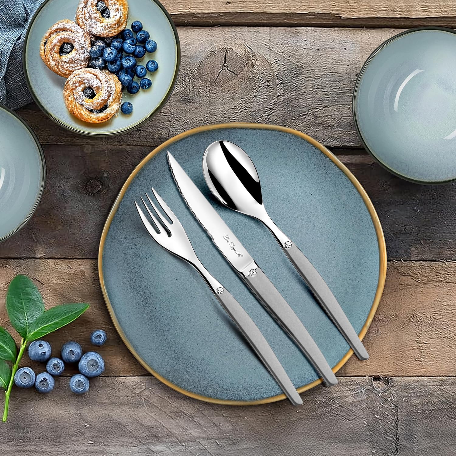 Lou Laguiole - Jet - 50 pièces pour 12 pers. - inox 18/0 sablé gris