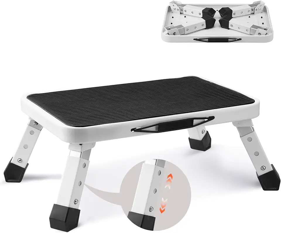 VEVOR - Marche pied pliable 1 marche, 3 hauteurs, 150kg, acier, antidérapant