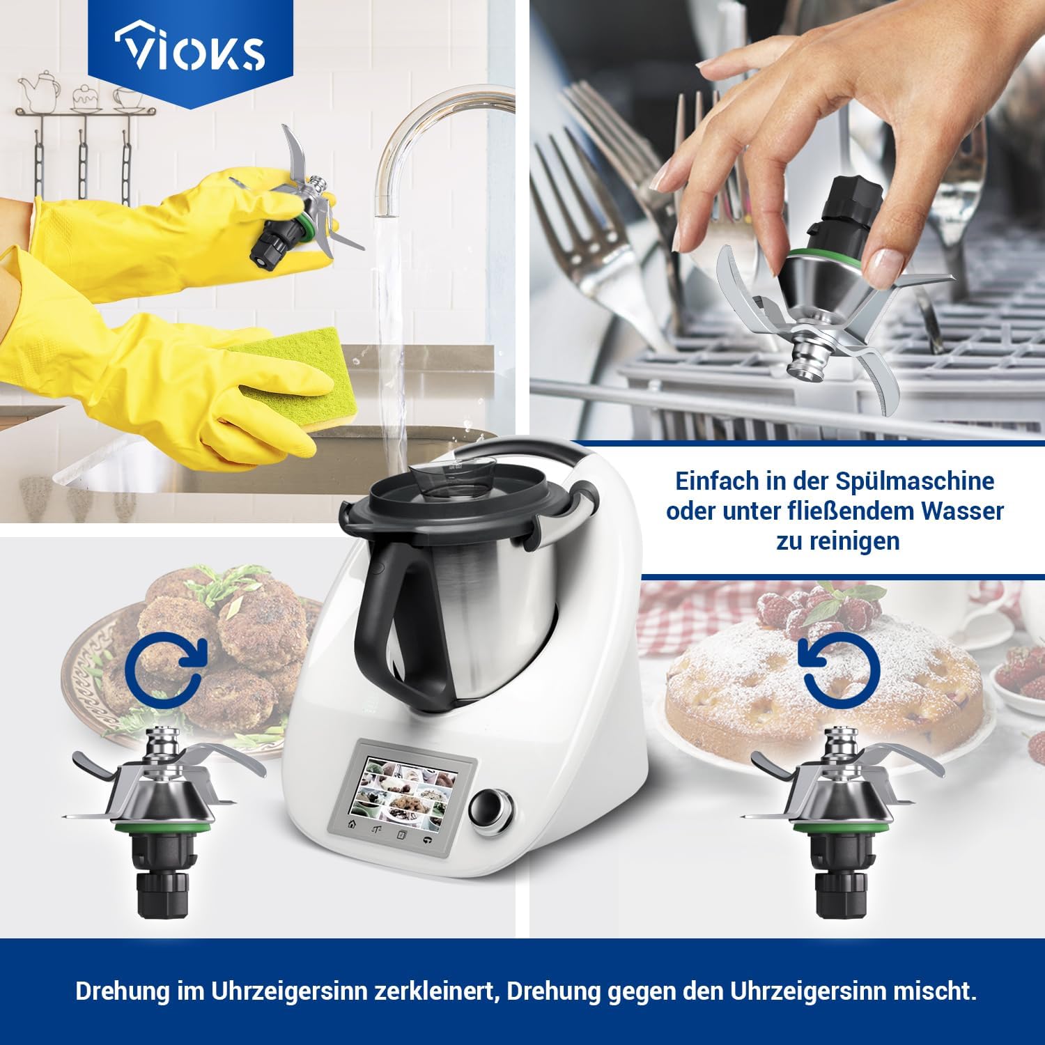 VIOKS - Couteau inoxydable pour Thermomix - Accessoire robuste - TM5