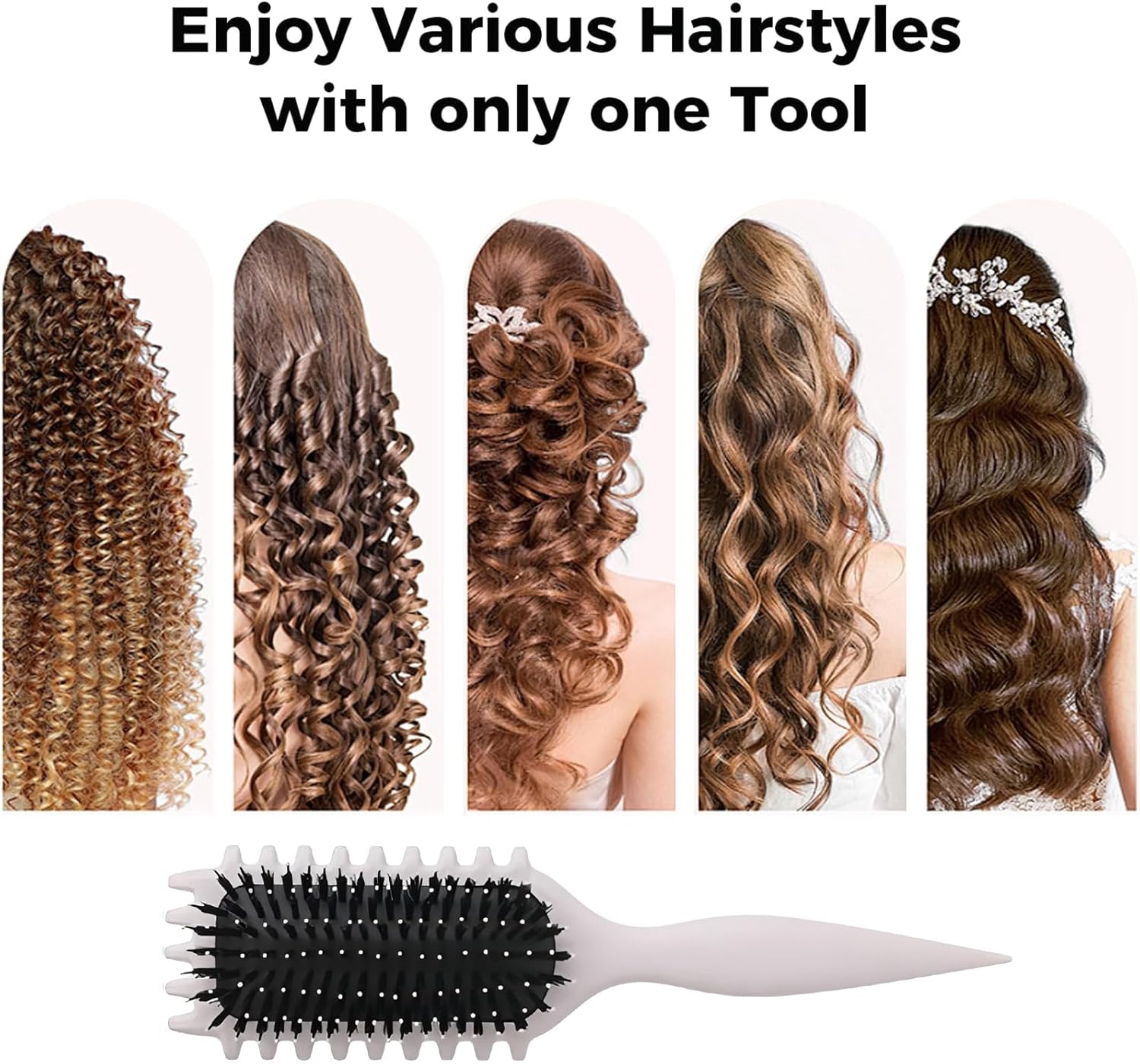 Brosse à boucler - 28cm - Fixation et modelage des boucles, anti-frisottis