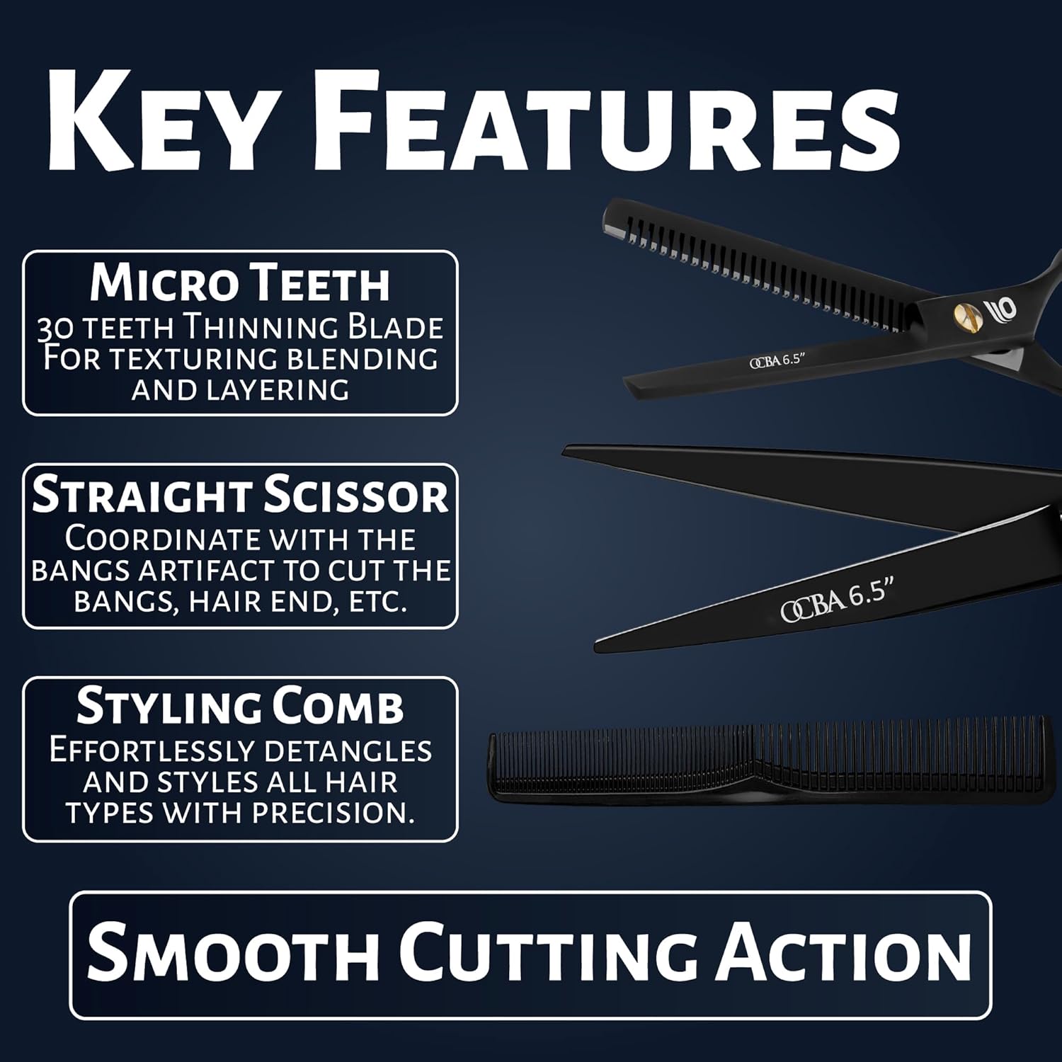 Friseurschere - professionnelle 6,5 pouces, acier inoxydable, coupe précise