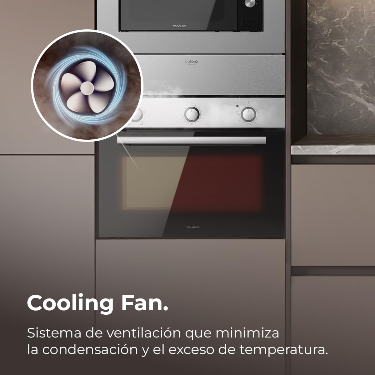 Cecotec - Four encastrable Bolero Hexa - 45 cm - 56L, 2600W, Inox, 4 fonctions, A, C134500