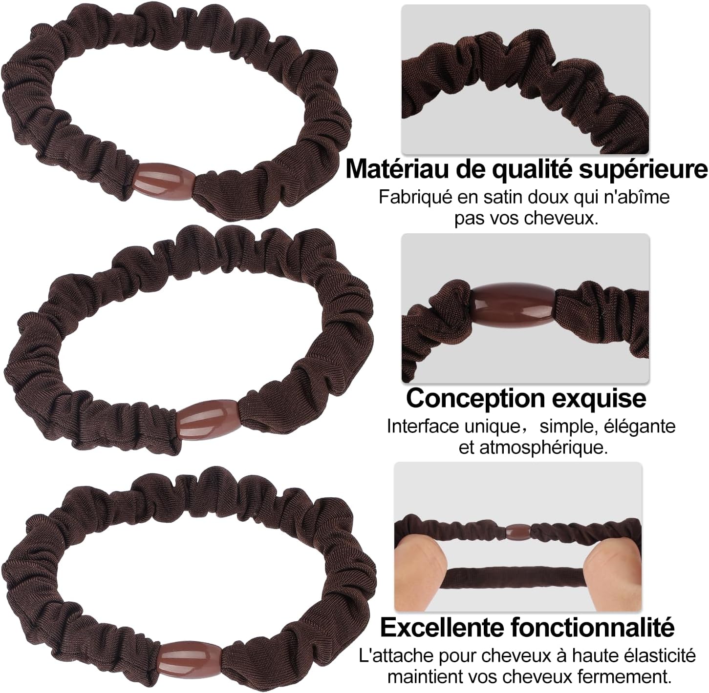 JessLab - Élastiques Cheveux Soie Satin, lot 10, doux, sans dommage