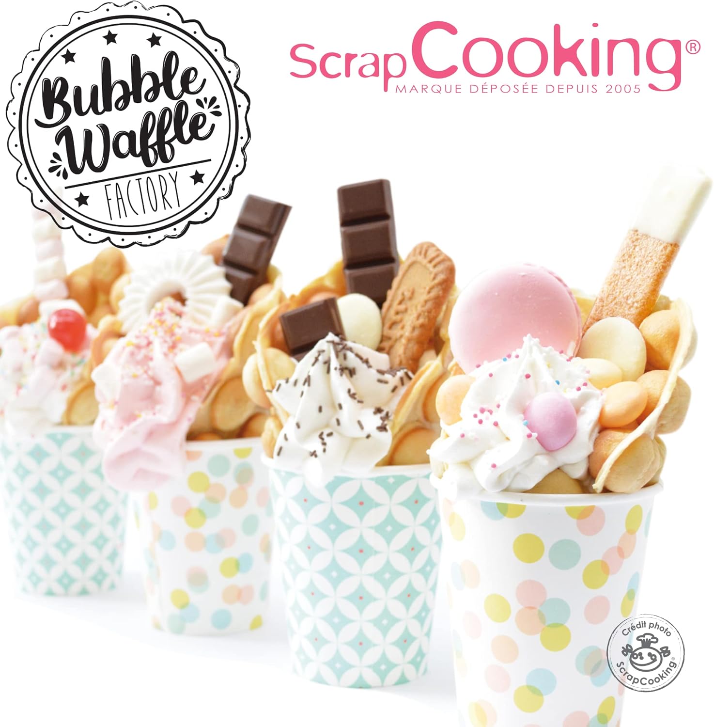 ScrapCooking - Bubble Waffle Factory - gaufrier, compact, anti-adhésif, rotation 180°, vert