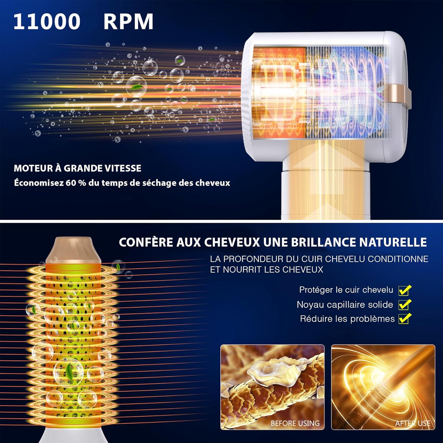 Golden Goods - Airstyler 7-en-1 - 7 accessoires - sèche, lisse, boucle, White/Gold