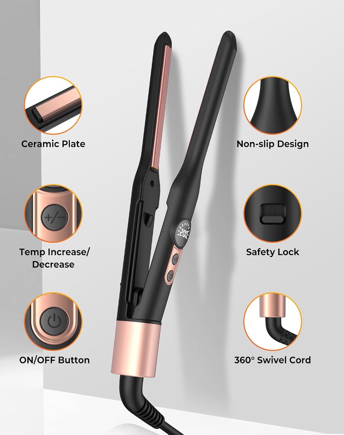 Mini fer à lisser - ionique 2en1, compact, voyage, cheveux courts