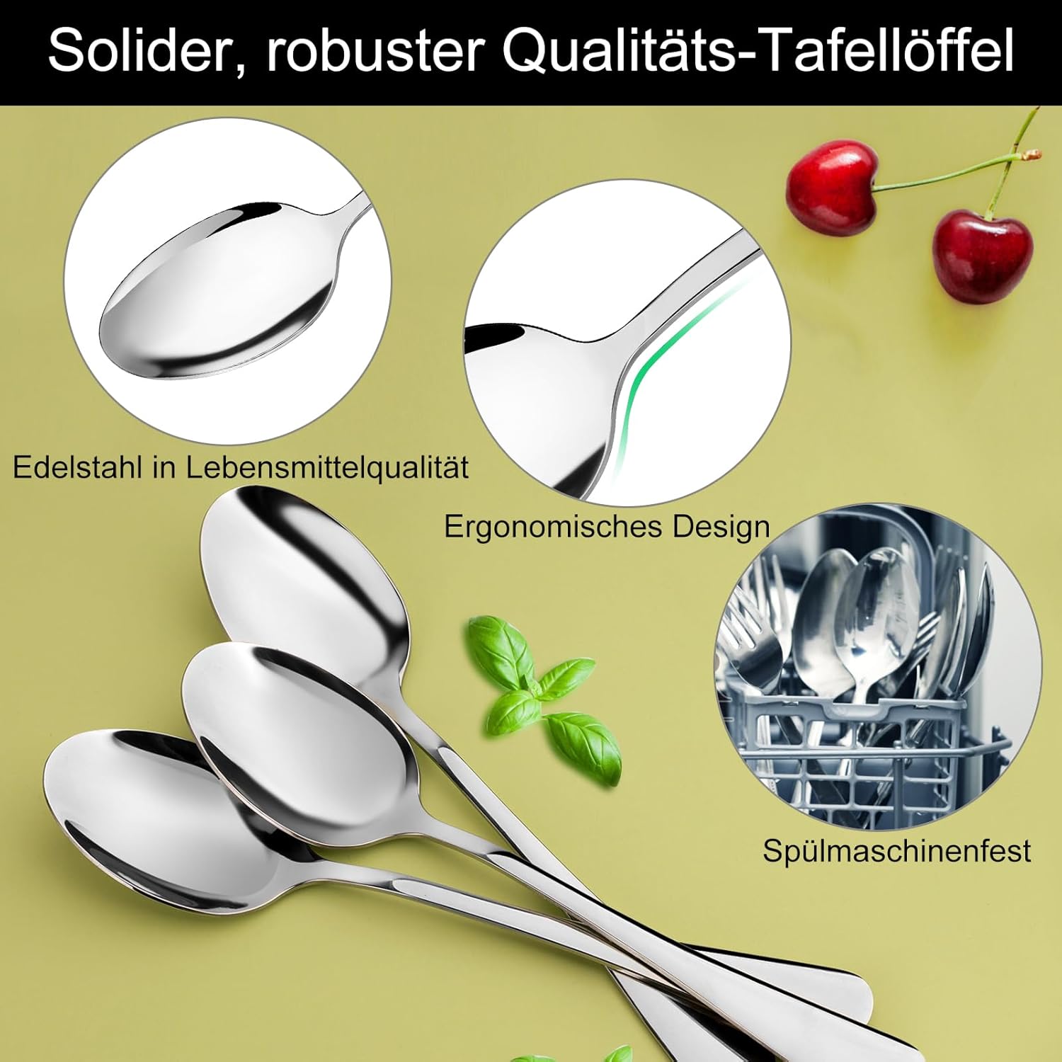 Cuillères à café - inox, 14cm - lot de 8, passe lave-vaisselle