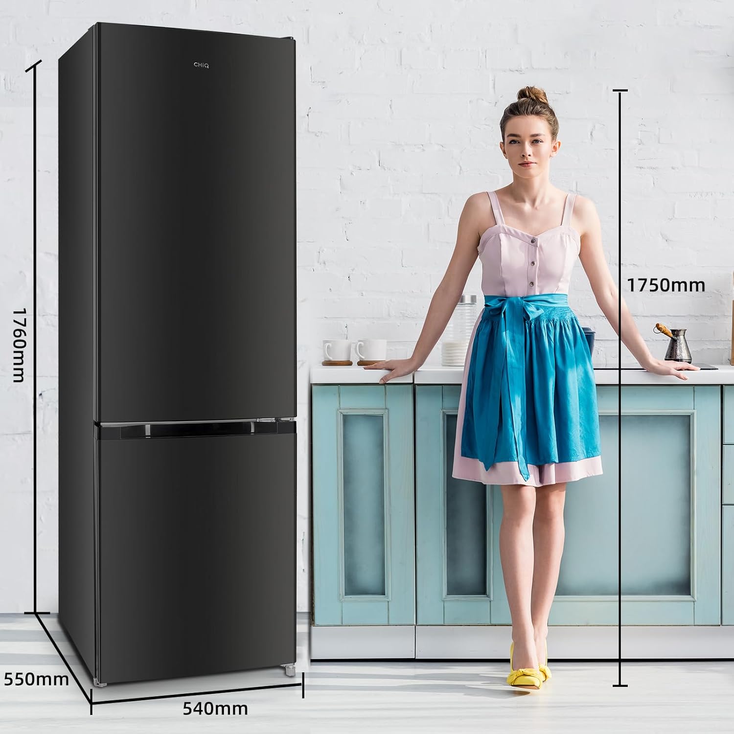 CHIQ - FBM260L - 262L bas inox, low frost, portes réversibles, 39dB