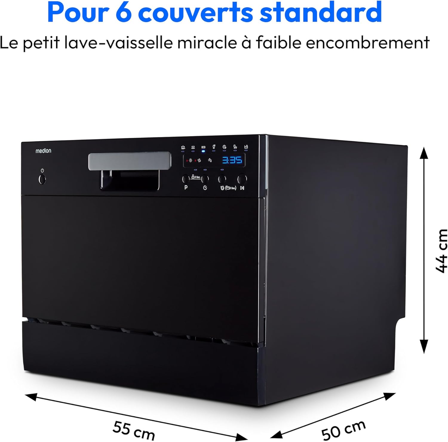 Medion - lave-vaisselle compact 6 couverts, 7 programmes, LED, 47 dB - MD37496