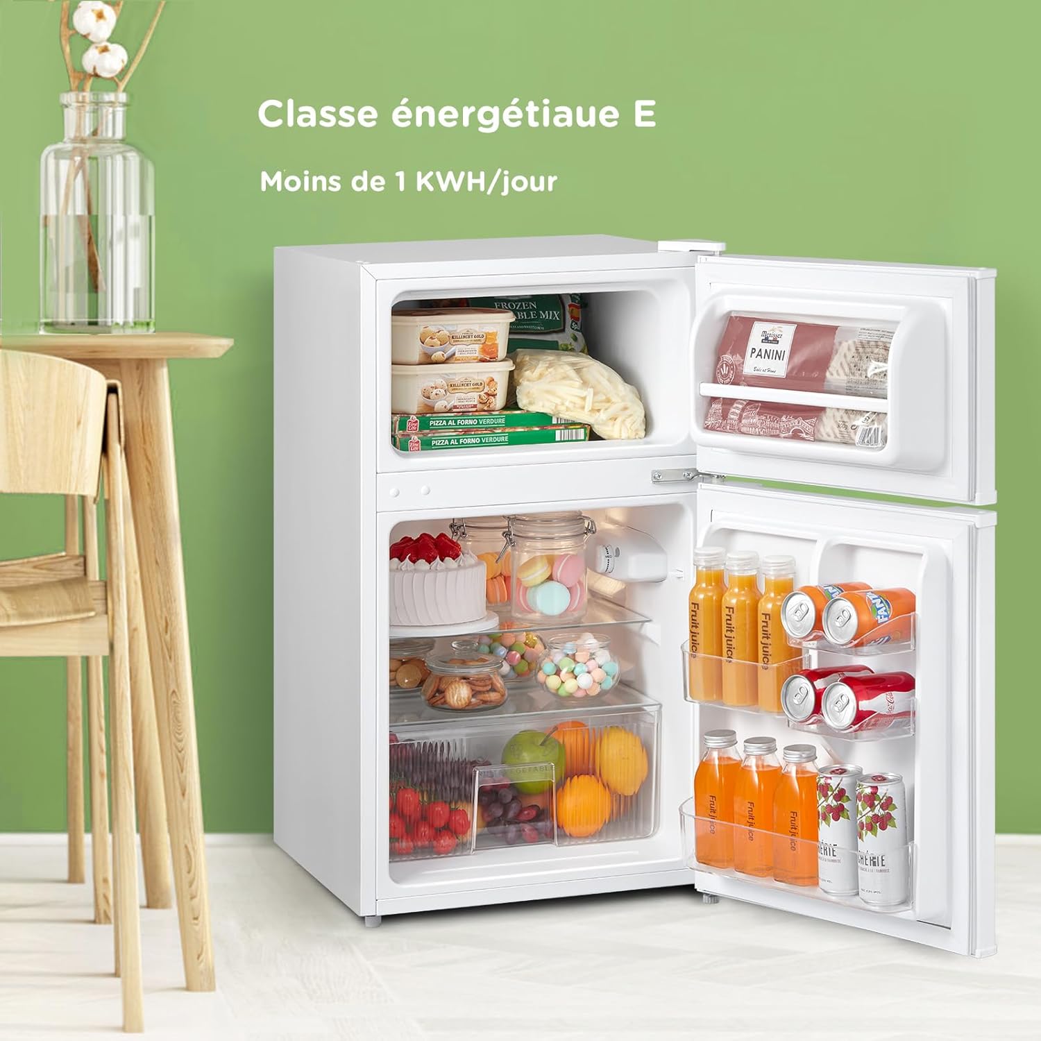 COMFEE' - réfrigérateur sous plan 87L - étagères amovibles, porte réversible, éclairage, thermostat réglable - RCT87WH2(