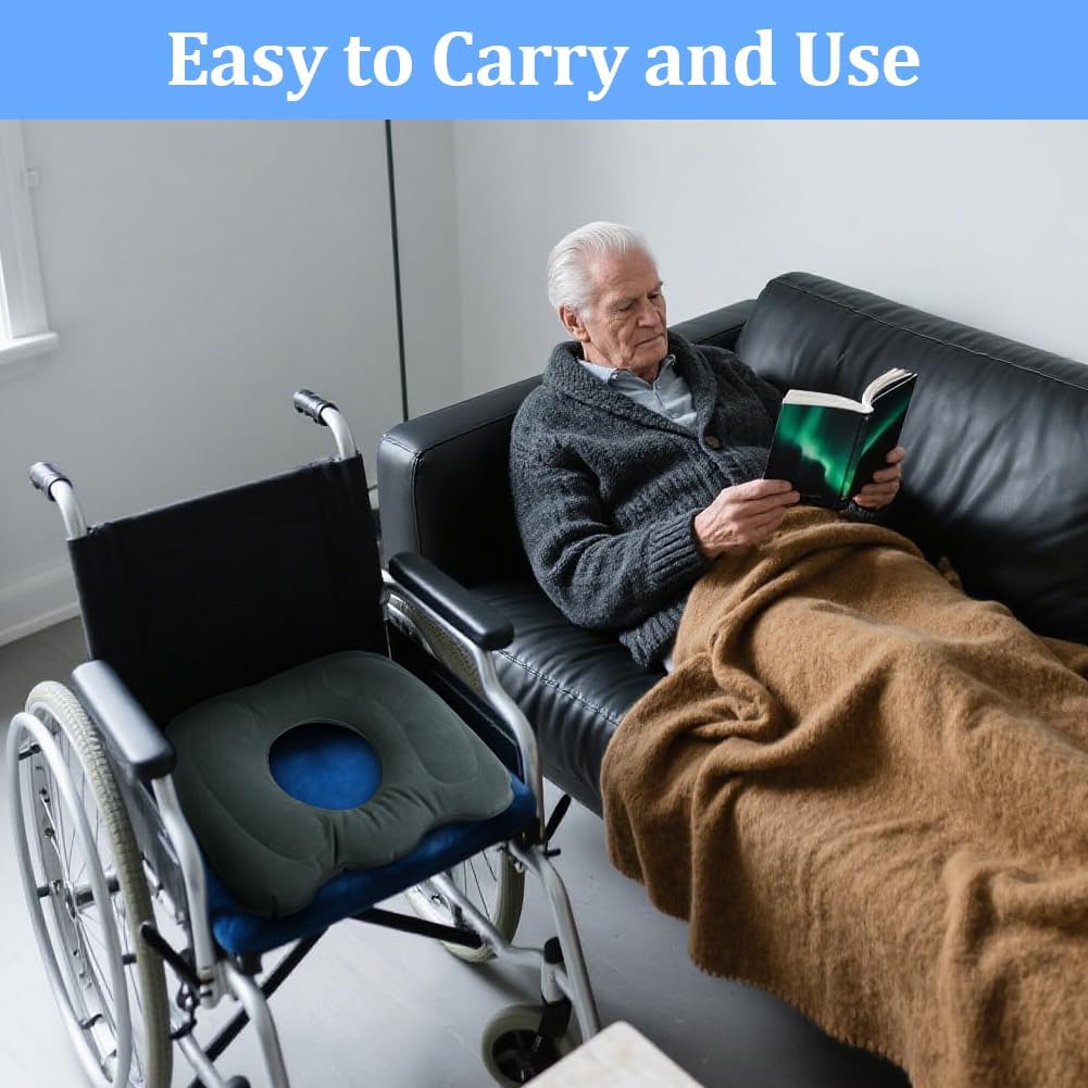 Coussin assise gonflable ergonomique - gris - idéal bureau/voyage