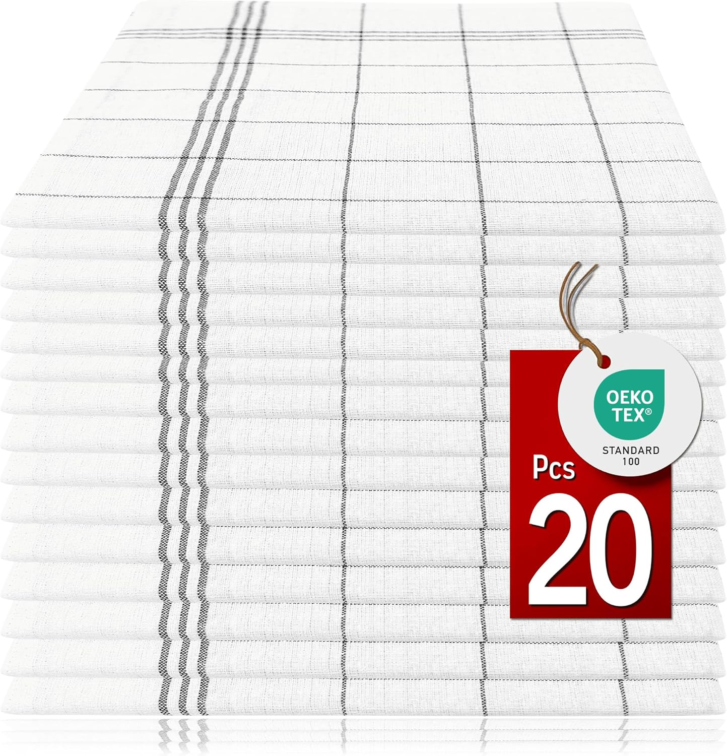 Pataya - torchons de cuisine lot de 20 - 50x70 cm - coton Oeko-TEX absorbant