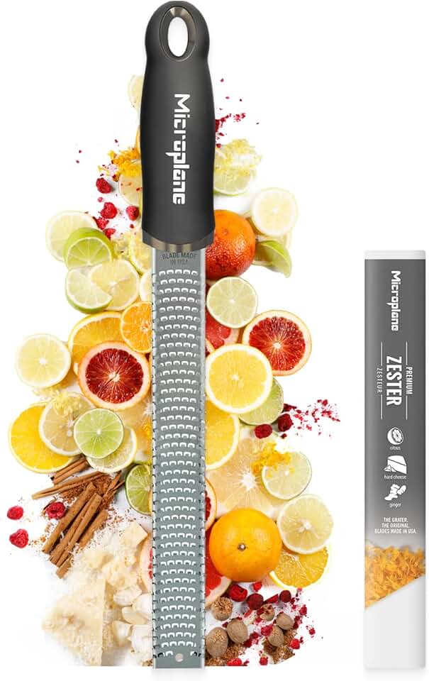 Microplane - Râpe zesteur Classic - lame fine inox - usage agrumes, fromage, gingembre, chocolat, noix