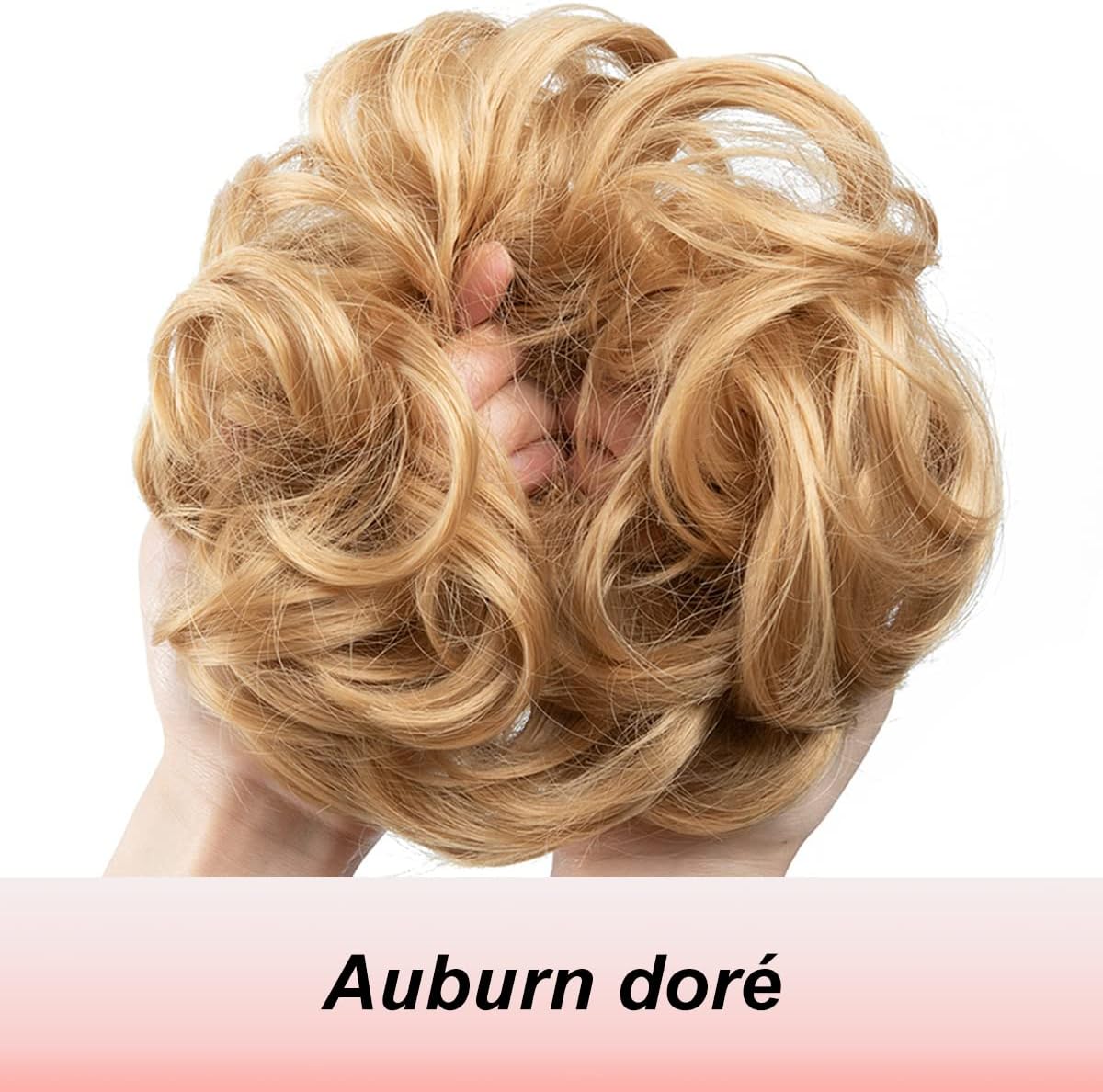JJstar - chignon postiche bouclé auburn doré - cheveux naturels