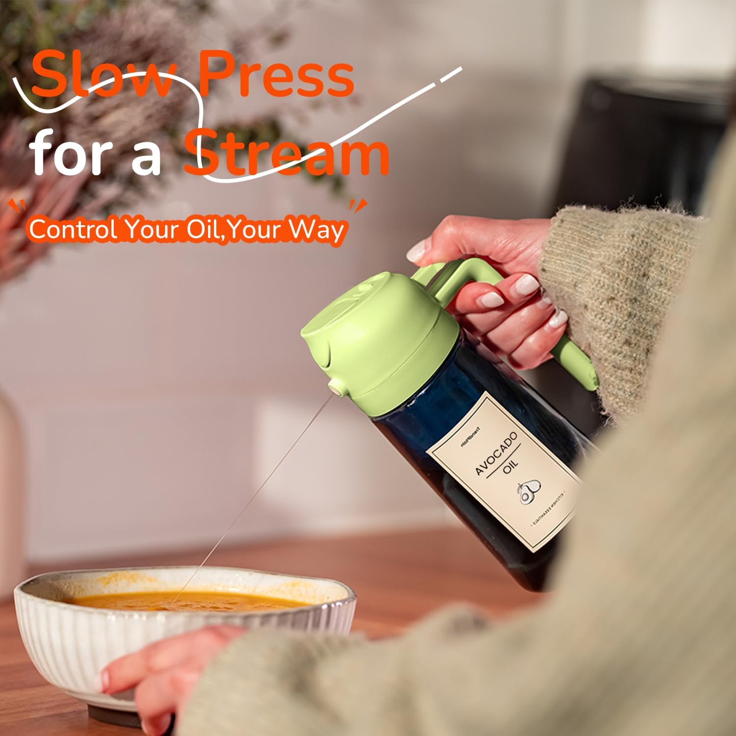 TrendPlain - Spray Huile Cuisine 470ml - 2-en-1, lot de 2, noir & vert