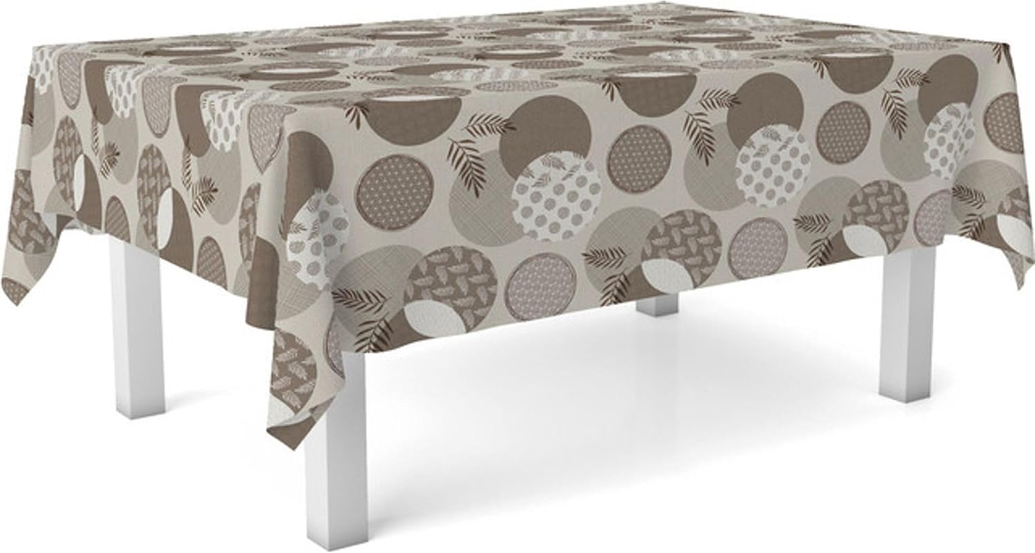 Nappe en toile cirée - Lens Brun - 140x140 cm - Anti-taches, imperméable