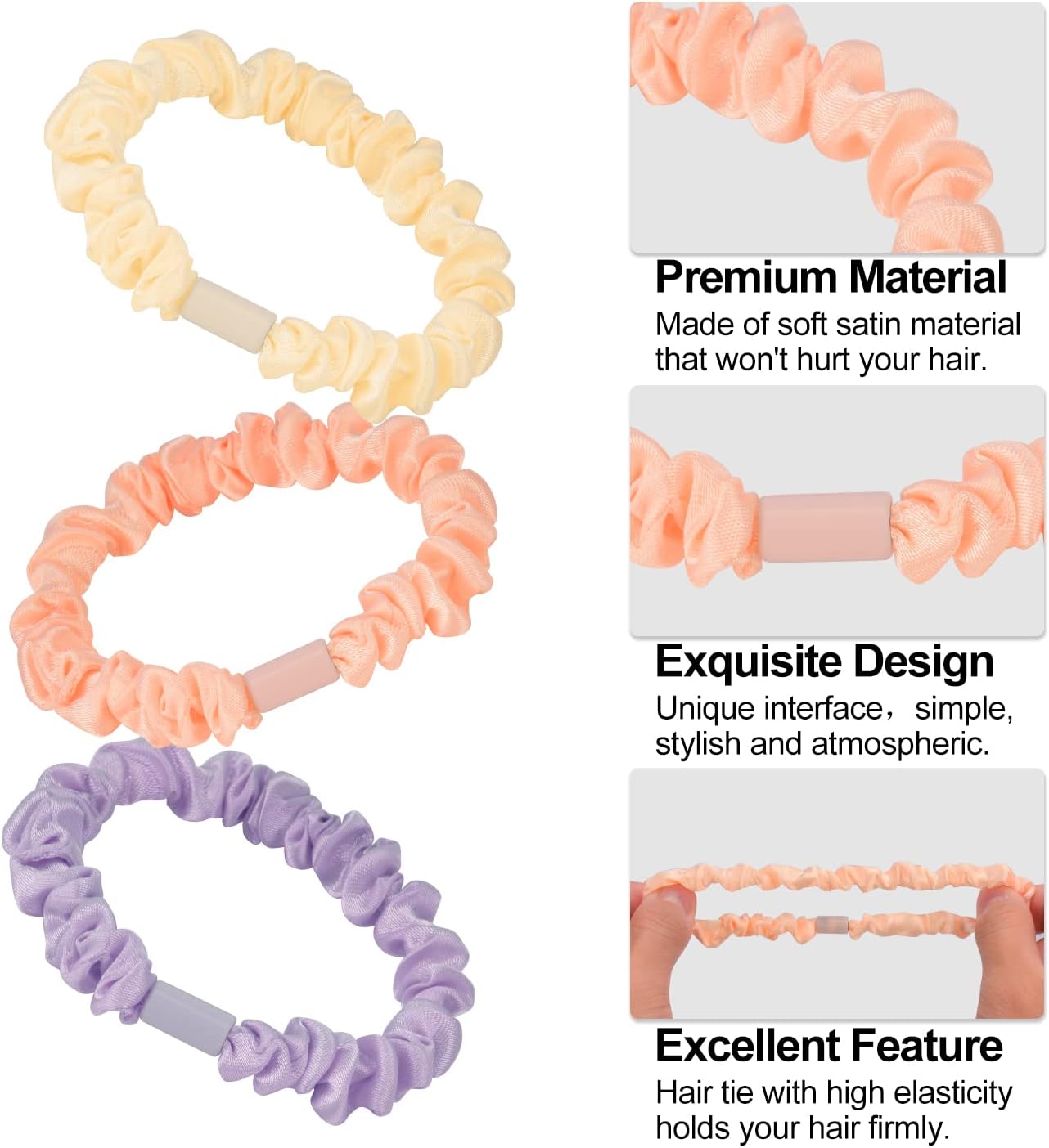 JessLab - élastiques cheveux satin - lot de 10 - doux et sans dommages