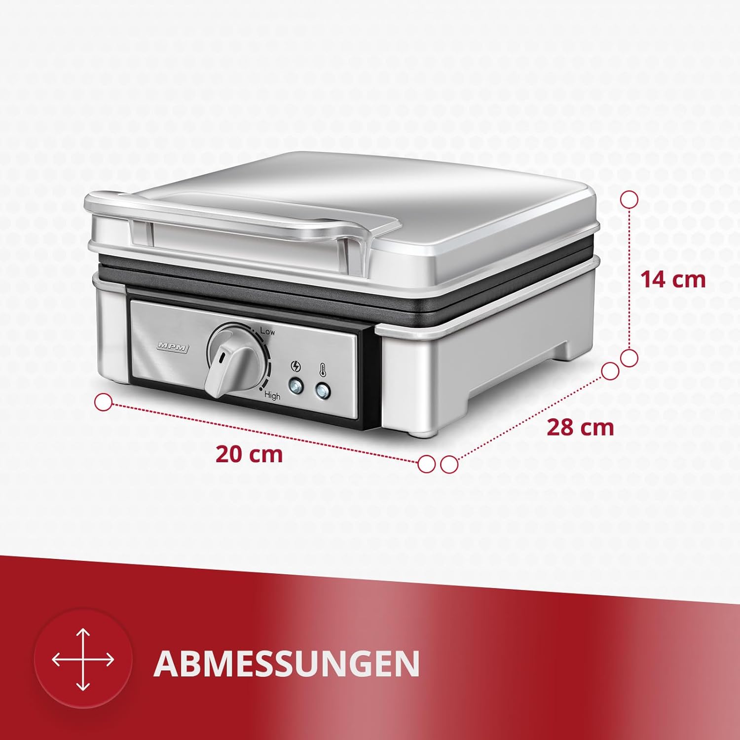 MPM - gaufrier professionnel inox - 2 gaufres épaisses, température réglable, 1400W - MGO13