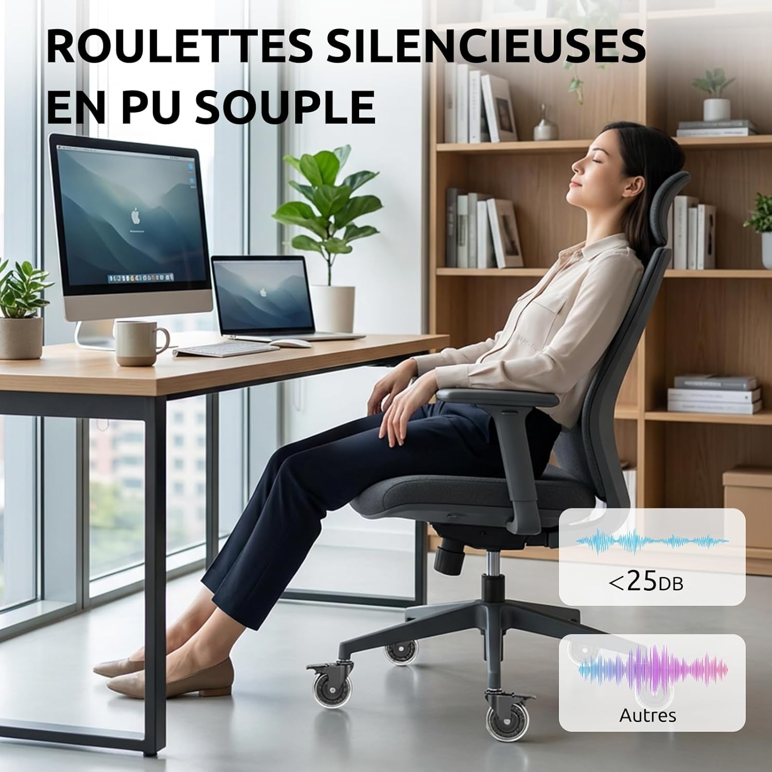 COSYLAND - roulettes bureau set 5 - 10x22 mm - frein sols durs/moquette 1-KEA