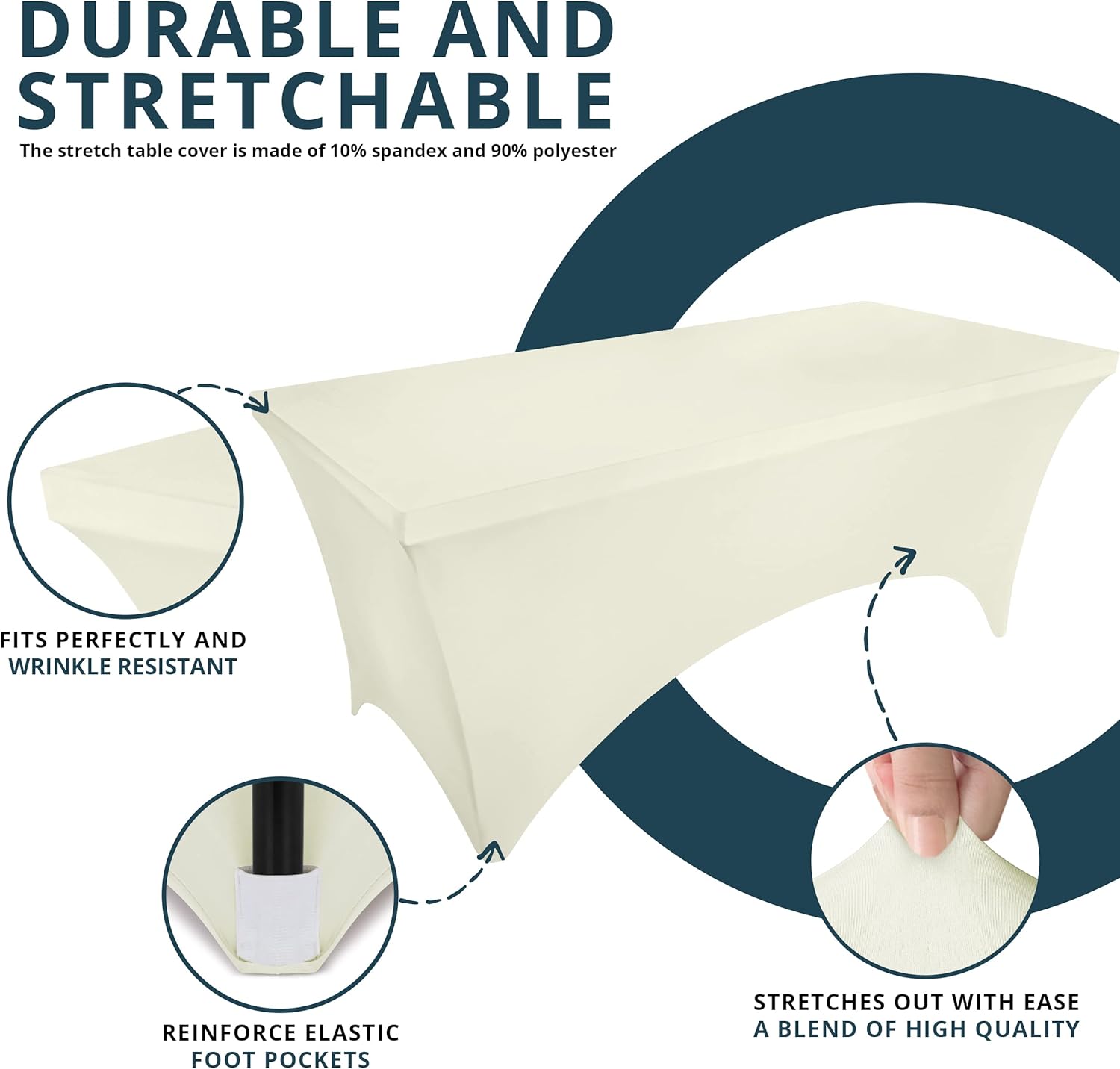 Utopia Kitchen - nappe extensible 8 pieds 244 cm - polyester/spandex lavable infroissable, lot de 2