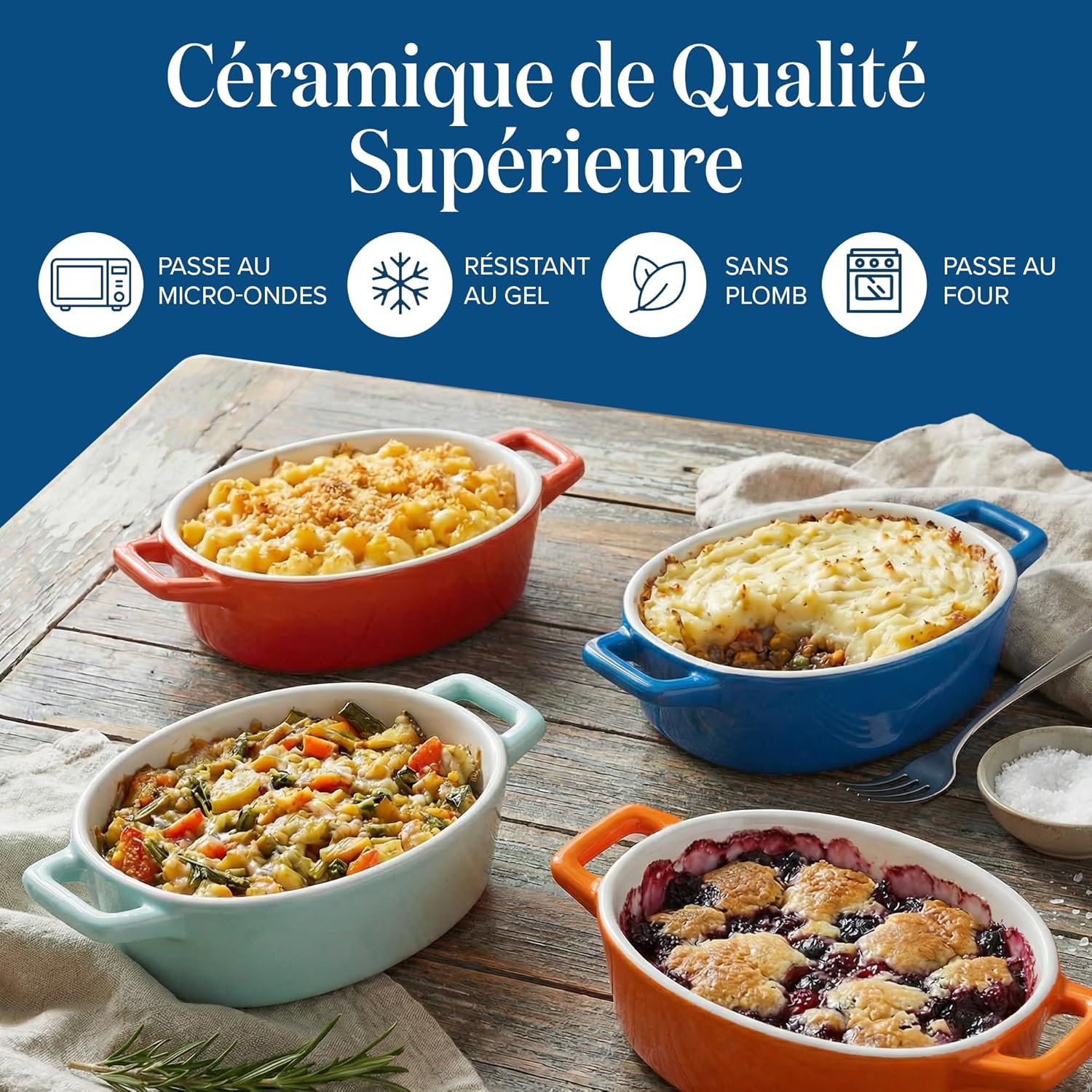 Joejis - ramequins ronds en céramique - lot de 4 - four, lave-vaisselle, congélateur