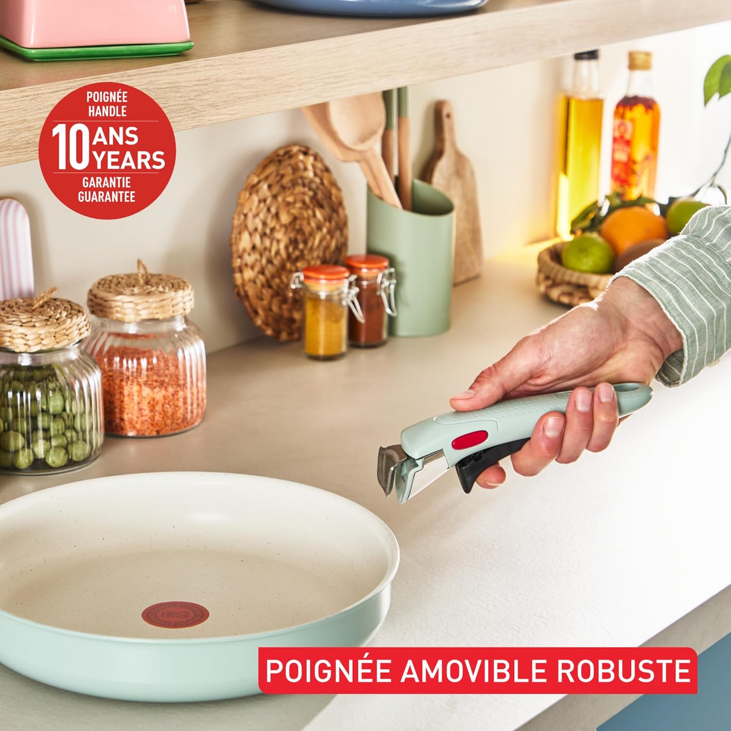 Tefal - Ingenio Serenity batterie cuisine 11pcs, poignées amovibles, induction, L828SB04