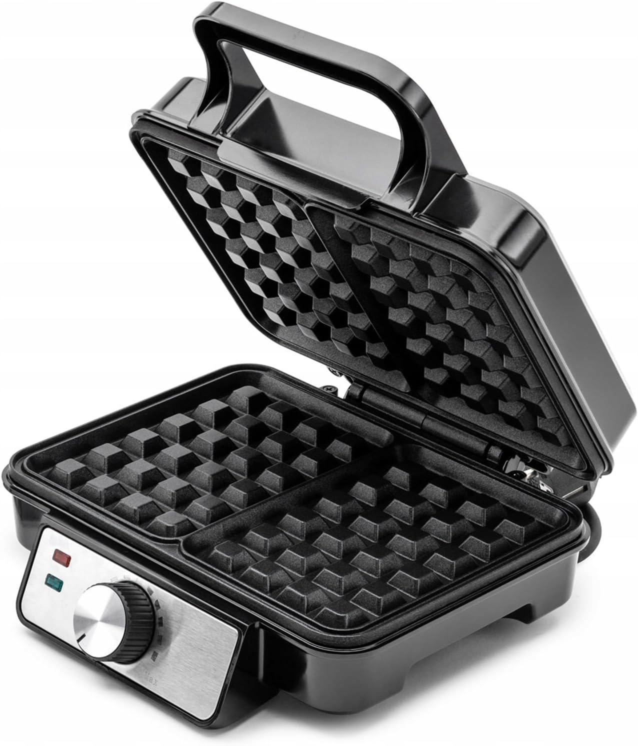 Gaufrier - 1200W, 2 plaques, temp. réglable, compact, poignée froide