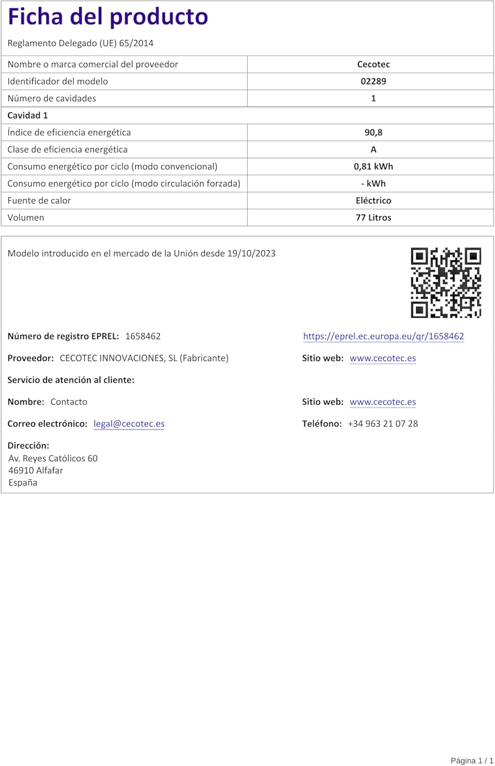 Cecotec - Bolero Hexa Mirror - 77L - 2800W, vapeur, EasyClean, C126000